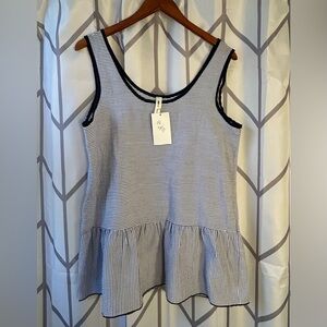 Classic Navy Striped Peplum Tank Top